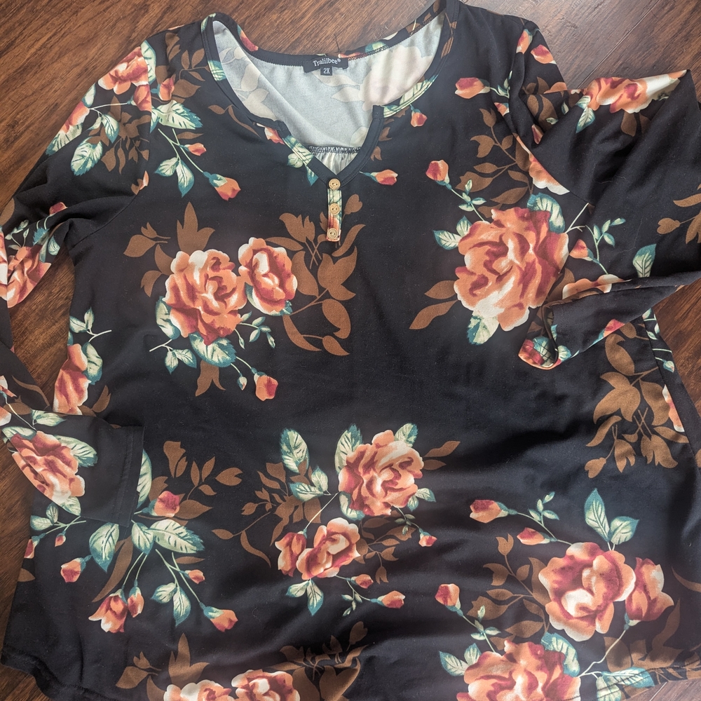 Floral Black Top